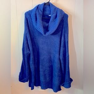 White Birch Oversized Cowl Royal Blue Sweater , size 1x
